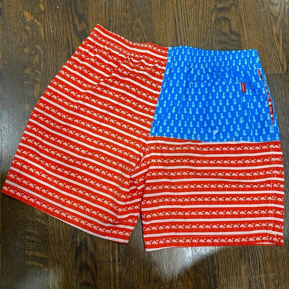Chubbies Americana Swim Trunks Size 2X Large Red White Blue Stripe Elastic Waist - Picture 4 of 7
